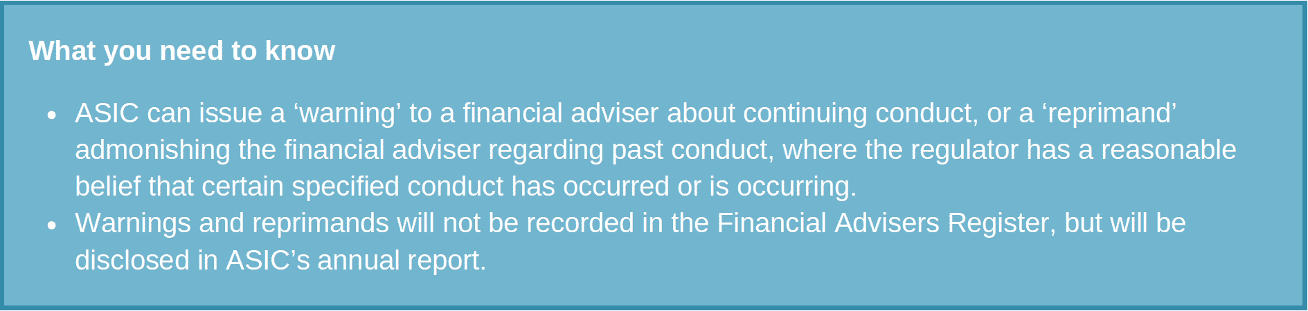 KHQ Lawyers - ASIC admonitions of financial advisors