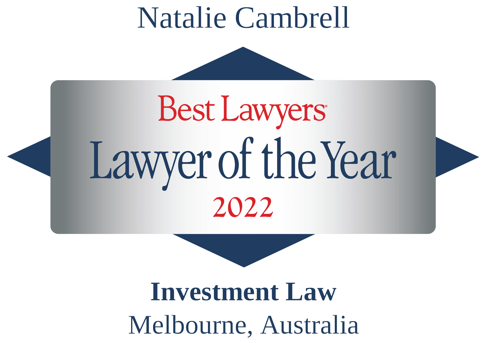 KHQ Lawyers - Best Lawyers 2022 - Natalie Cambrell Lawyer of the Year - Investment Law